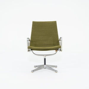 SOLD 1964 Pair of Aluminum Group Lounge Chairs, Model EA124 by Ray and Charles Eames for Herman Miller in Green Fabric by Alexander Girard