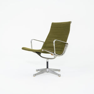 1964 Pair of Aluminum Group Lounge Chairs, Model EA124 by Ray and Charles Eames for Herman Miller in Green Fabric by Alexander Girard