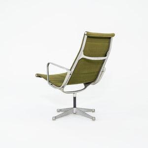 SOLD 1964 Pair of Aluminum Group Lounge Chairs, Model EA124 by Ray and Charles Eames for Herman Miller in Green Fabric by Alexander Girard