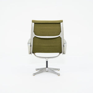 SOLD 1964 Pair of Aluminum Group Lounge Chairs, Model EA124 by Ray and Charles Eames for Herman Miller in Green Fabric by Alexander Girard