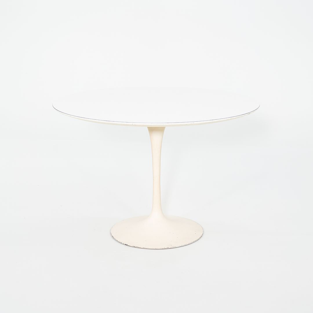 1960s Saarinen Dining Table, Model 173F by Eero Saarinen for Knoll International with Cast Iron Base and 42 inch White Laminate Top