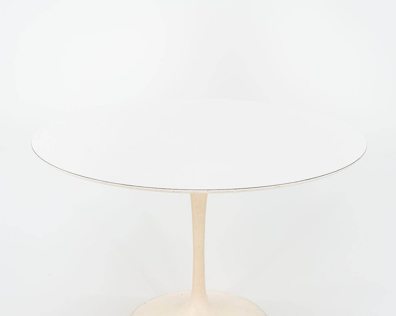 1960s Saarinen Dining Table, Model 173F by Eero Saarinen for Knoll International with Cast Iron Base and 42 inch White Laminate Top