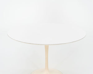 1960s Saarinen Dining Table, Model 173F by Eero Saarinen for Knoll International with Cast Iron Base and 42 inch White Laminate Top