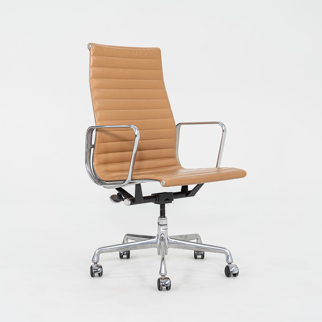 C. 2005 Herman Miller Eames Aluminum Group Executive Desk Chair in Tan Leather 2x Available