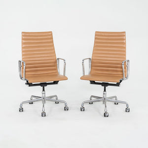 C. 2005 Herman Miller Eames Aluminum Group Executive Desk Chair in Tan Leather 2x Available