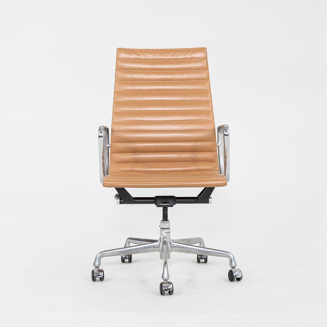 C. 2005 Herman Miller Eames Aluminum Group Executive Desk Chair in Tan Leather 2x Available