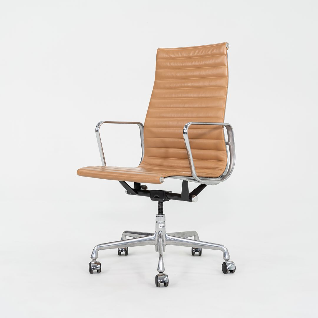 C. 2005 Herman Miller Eames Aluminum Group Executive Desk Chair in Tan Leather 2x Available