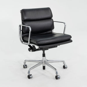 SOLD 2017 Soft Pad Management Chair, EA435 by Ray and Charles Eames for Herman Miller in Black Leather with Pneumatic 4x Available