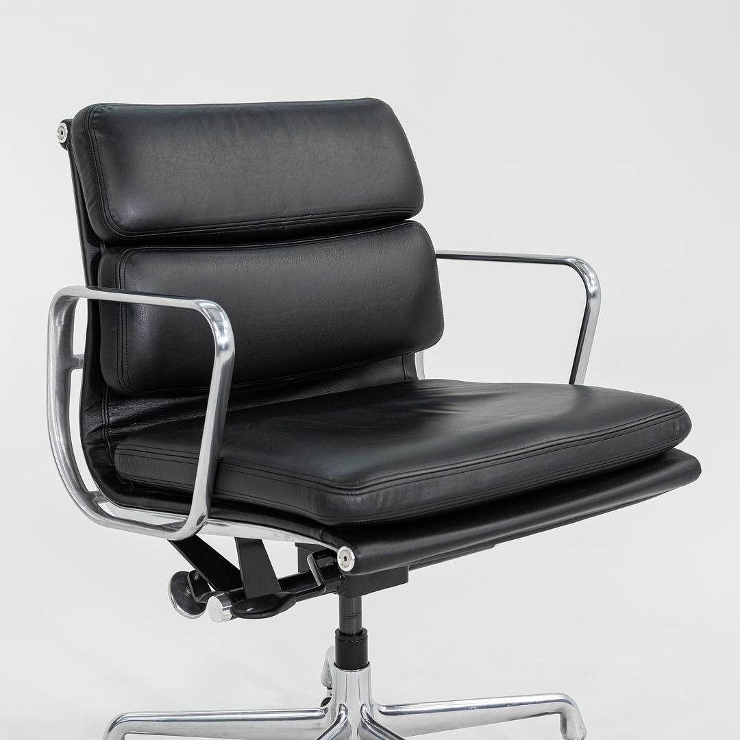 SOLD 2017 Soft Pad Management Chair, EA435 by Ray and Charles Eames for Herman Miller in Black Leather with Pneumatic 4x Available