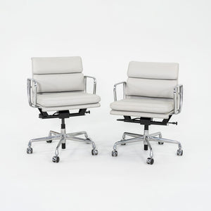 2019 Herman Miller Eames Soft Pad Management Desk Chair in Off-White Leather with Pneumatic Base EA435 2x Available