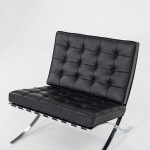 2023 Knoll Barcelona Lounge Chair by Mies van der Rohe in Black Leather and Chrome