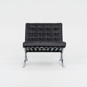 2023 Knoll Barcelona Lounge Chair by Mies van der Rohe in Black Leather and Chrome