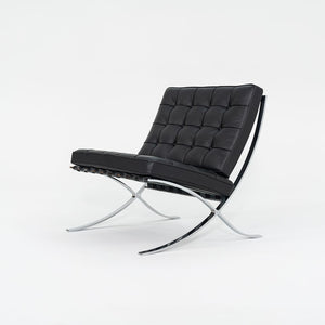 2023 Knoll Barcelona Lounge Chair by Mies van der Rohe in Black Leather and Chrome