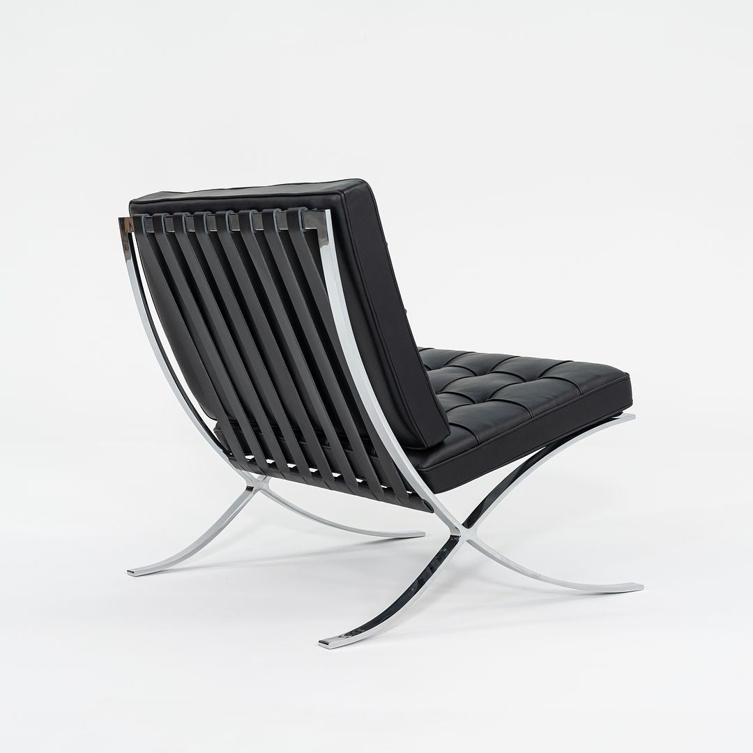 2023 Knoll Barcelona Lounge Chair by Mies van der Rohe in Black Leather and Chrome