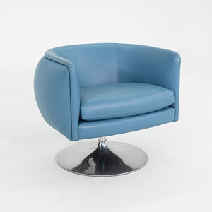 2010s D'Urso Swivel Chair, Model 2165 by Joe D'Urso for Knoll in Blue Leather 6x Available