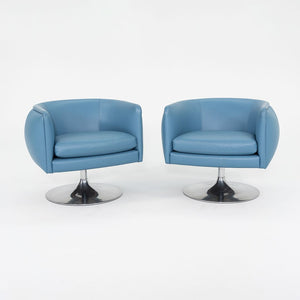 2010s D'Urso Swivel Chair, Model 2165 by Joe D'Urso for Knoll in Blue Leather 6x Available