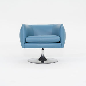 2010s D'Urso Swivel Chair, Model 2165 by Joe D'Urso for Knoll in Blue Leather 6x Available