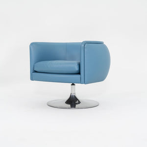 2010s D'Urso Swivel Chair, Model 2165 by Joe D'Urso for Knoll in Blue Leather 6x Available