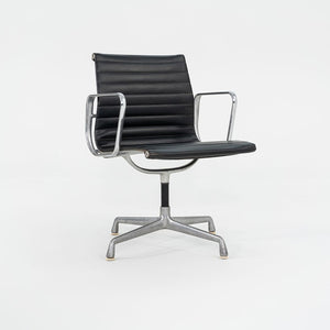 1970s Herman Miller Aluminum Management Side Chairs in Black Naugahyde 2x Available