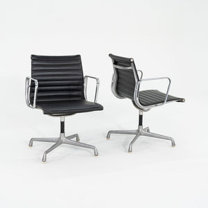 1970s Herman Miller Aluminum Management Side Chairs in Black Naugahyde 2x Available