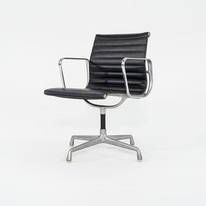 1970s Herman Miller Aluminum Management Side Chairs in Black Naugahyde 2x Available