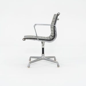 1970s Herman Miller Aluminum Management Side Chairs in Black Naugahyde 2x Available