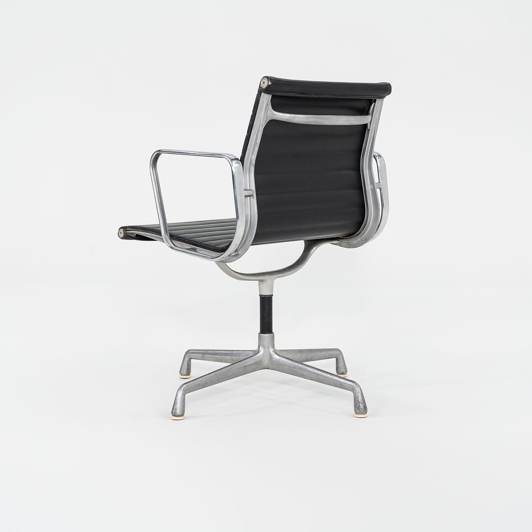 1970s Herman Miller Aluminum Management Side Chairs in Black Naugahyde 2x Available