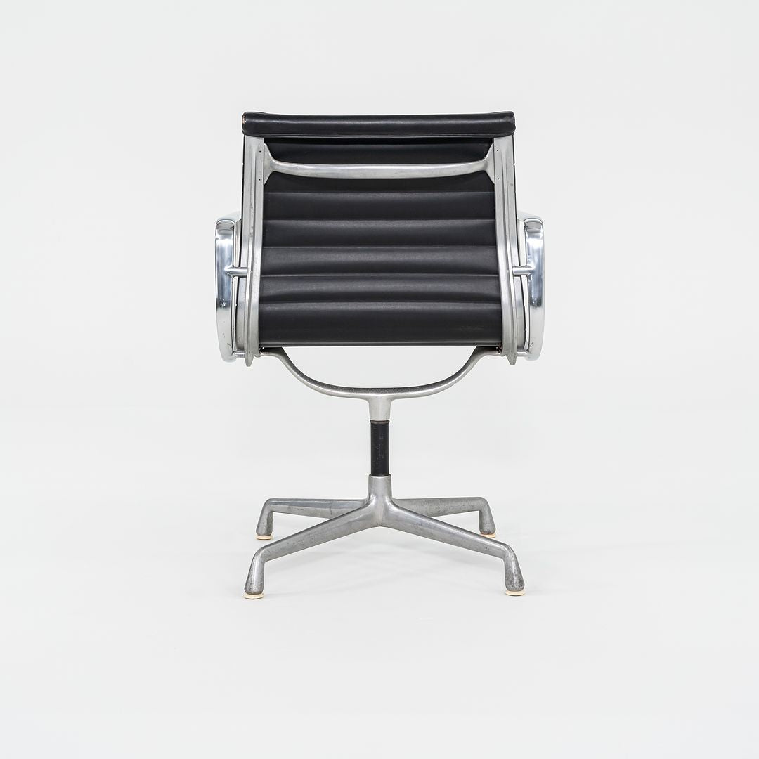 1970s Herman Miller Aluminum Management Side Chairs in Black Naugahyde 2x Available