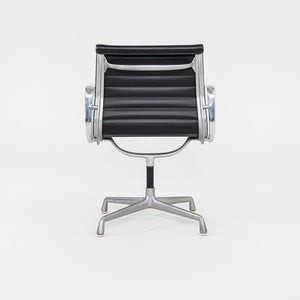 1970s Herman Miller Aluminum Management Side Chairs in Black Naugahyde 2x Available