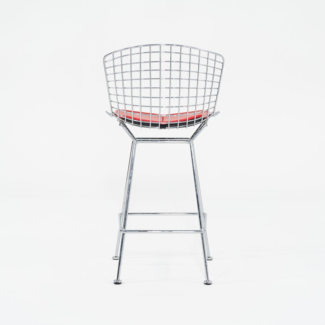 2010s Bertoia Counter Stool 426C by Harry Bertoia for Knoll in Chrome with Red Seat Pads 1x Available