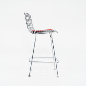 2010s Bertoia Counter Stool 426C by Harry Bertoia for Knoll in Chrome with Red Seat Pads 1x Available