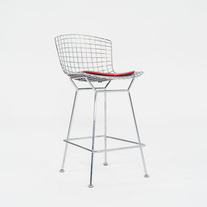 2010s Bertoia Counter Stool 426C by Harry Bertoia for Knoll in Chrome with Red Seat Pads 1x Available