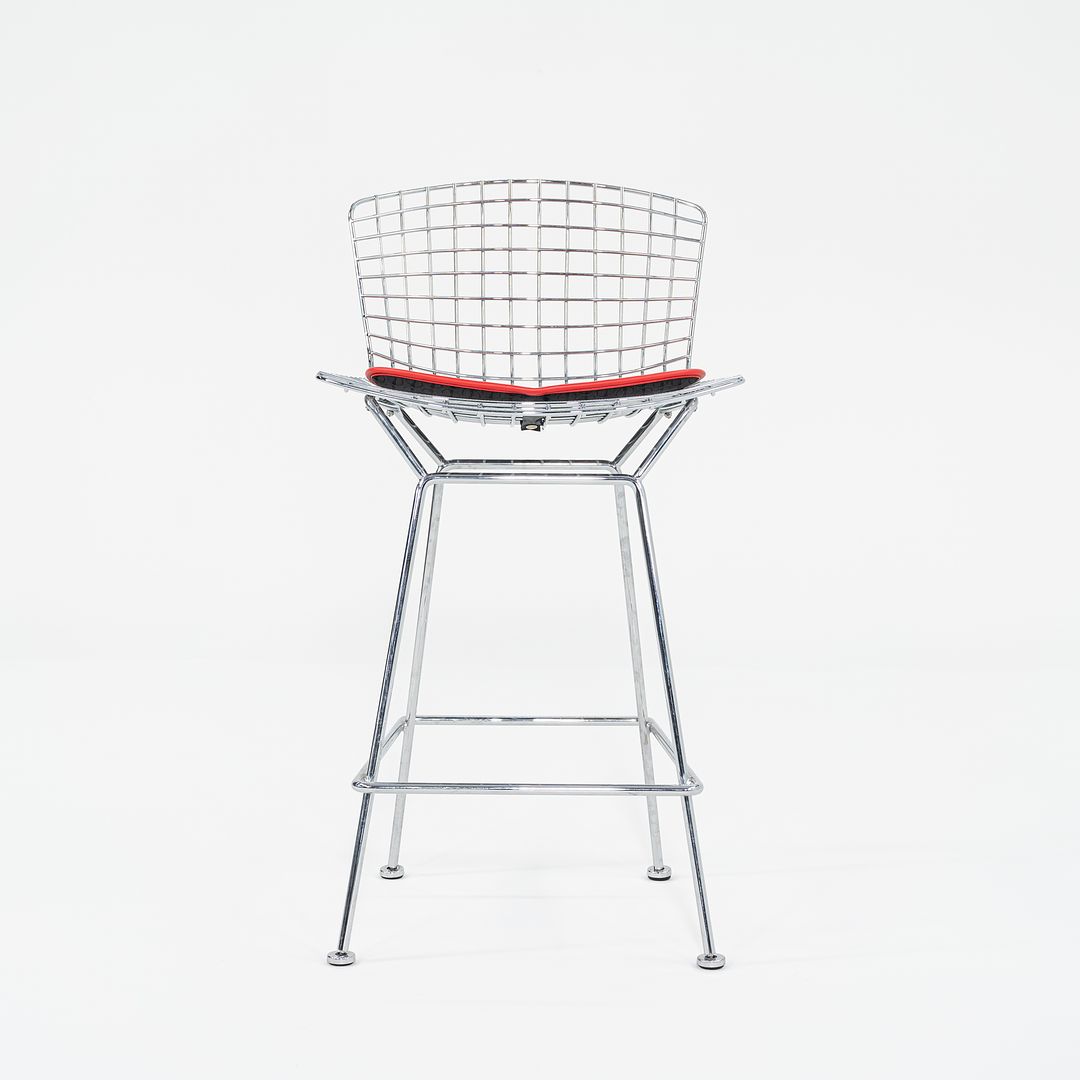 2010s Bertoia Counter Stool 426C by Harry Bertoia for Knoll in Chrome with Red Seat Pads 1x Available