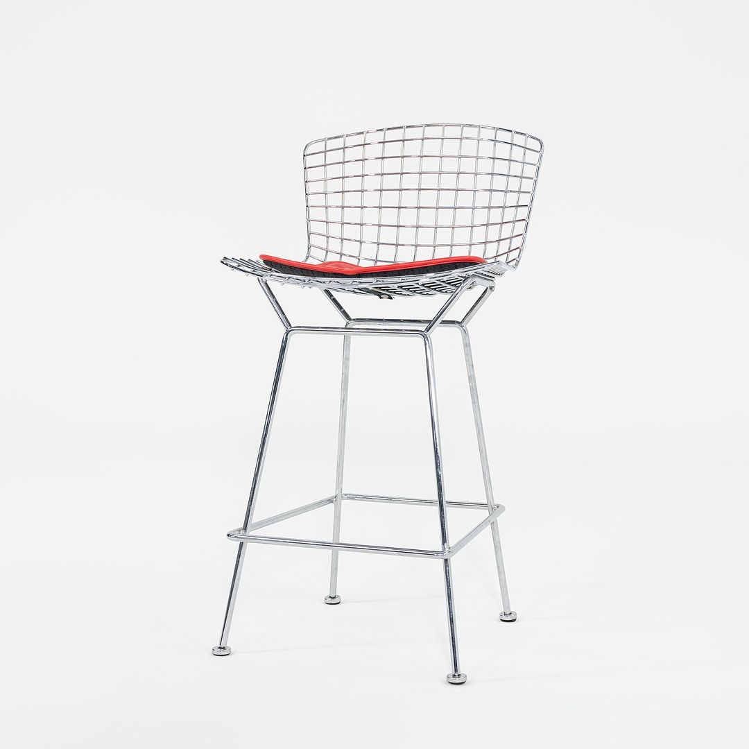 2010s Bertoia Counter Stool 426C by Harry Bertoia for Knoll in Chrome with Red Seat Pads 1x Available