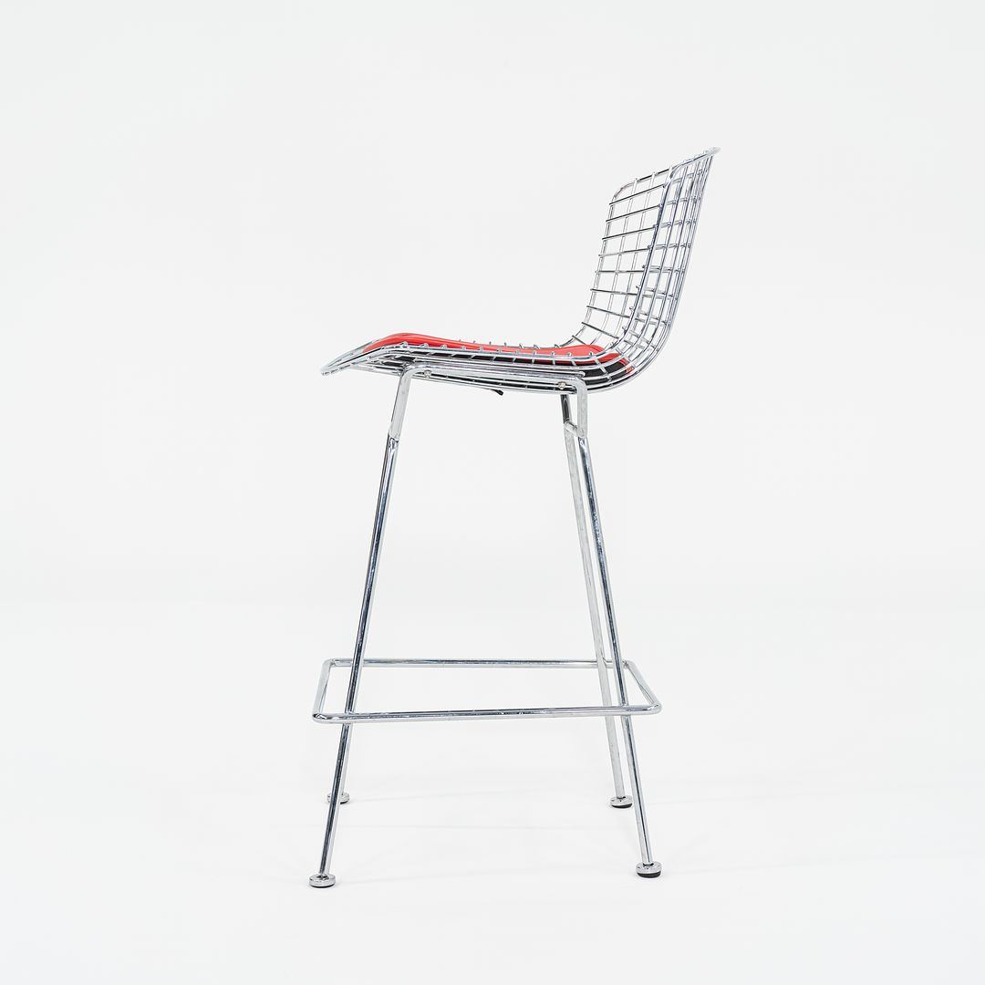 2010s Bertoia Counter Stool 426C by Harry Bertoia for Knoll in Chrome with Red Seat Pads 1x Available