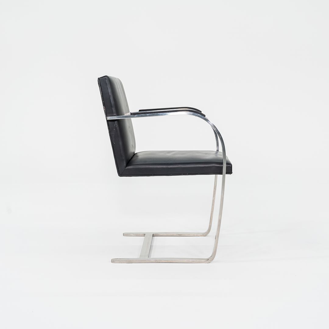 1960s Brno Chair, Model MR50 by Mies van der Rohe and Lily Reich for Knoll in Polished Stainless Steel and Black Leather 6x Available