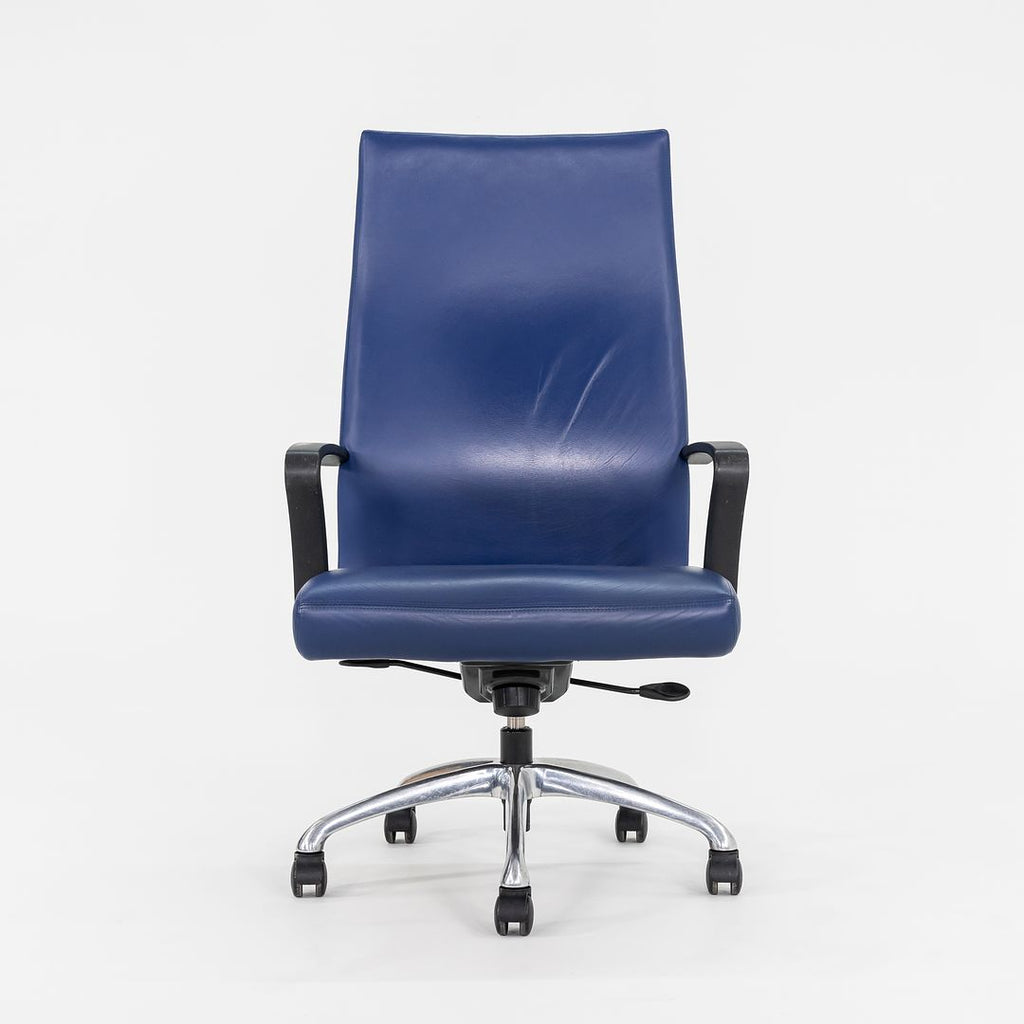 2015 Coalesse Chord Executive Office Chair by Michael Shields with Pneumatic Base in Blue Leather