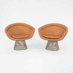 1960s Platner Lounge Chair, Model 1715L by Warren Platner for Knoll in Nickel Steel with Orange Fabric 4x Available