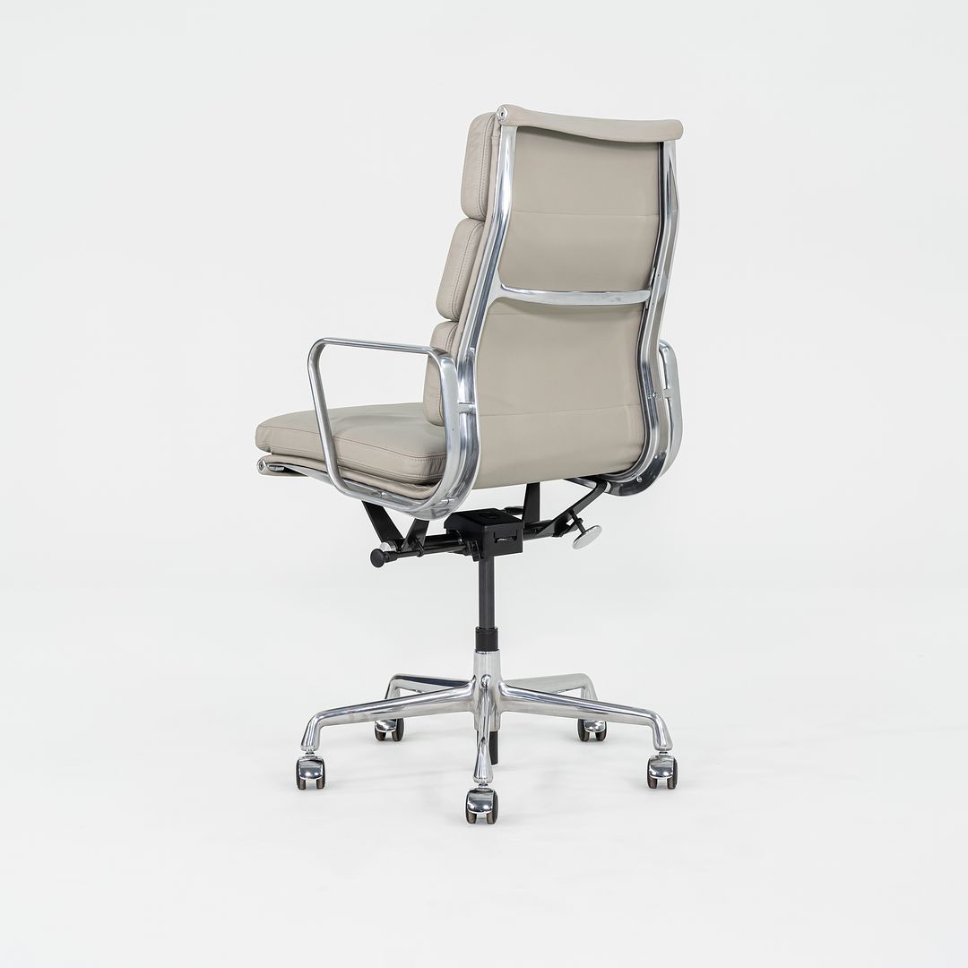 2019 Herman Miller Eames Soft Pad Executive Desk Chair in Bristol Pearl Leather with Pneumatic Base 6x Available