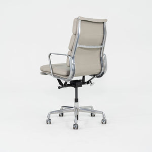 2019 Herman Miller Eames Soft Pad Executive Desk Chair in Bristol Pearl Leather with Pneumatic Base 6x Available