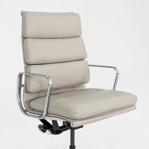 2019 Herman Miller Eames Soft Pad Executive Desk Chair in Bristol Pearl Leather with Pneumatic Base 6x Available