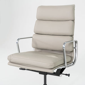 2019 Herman Miller Eames Soft Pad Executive Desk Chair in Bristol Pearl Leather with Pneumatic Base 8x Available