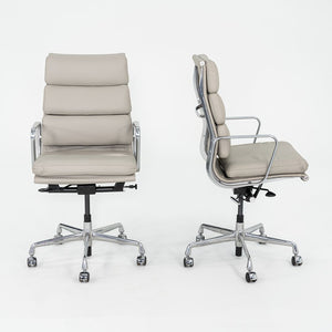 2019 Herman Miller Eames Soft Pad Executive Desk Chair in Bristol Pearl Leather with Pneumatic Base 6x Available