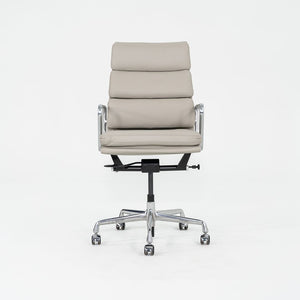 2019 Herman Miller Eames Soft Pad Executive Desk Chair in Bristol Pearl Leather with Pneumatic Base 6x Available