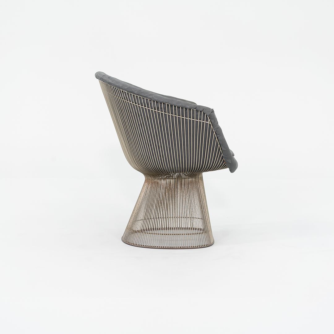 1960s Platner Lounge Chair, Model 1715L by Warren Platner for Knoll in Nickel Steel with Grey Fabric 4x Available