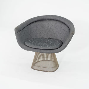 1960s Platner Lounge Chair, Model 1715L by Warren Platner for Knoll in Nickel Steel with Grey Fabric 4x Available