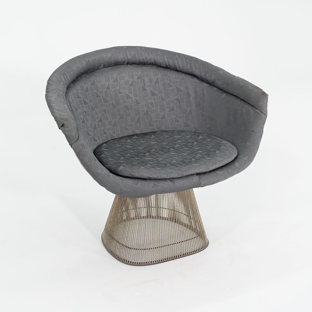 1960s Platner Lounge Chair, Model 1715L by Warren Platner for Knoll in Nickel Steel with Grey Fabric 4x Available