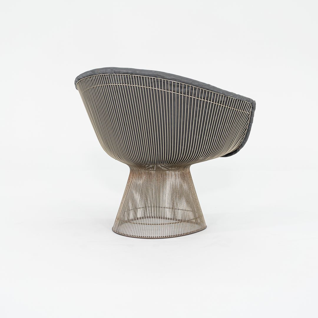 1960s Platner Lounge Chair, Model 1715L by Warren Platner for Knoll in Nickel Steel with Grey Fabric 4x Available