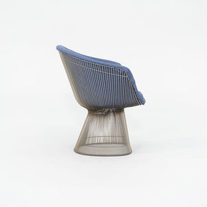 1960s Platner Lounge Chair, Model 1715L by Warren Platner for Knoll in Nickel Steel with Blue Fabric 4x Available