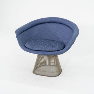 1960s Platner Lounge Chair, Model 1715L by Warren Platner for Knoll in Nickel Steel with Blue Fabric 4x Available